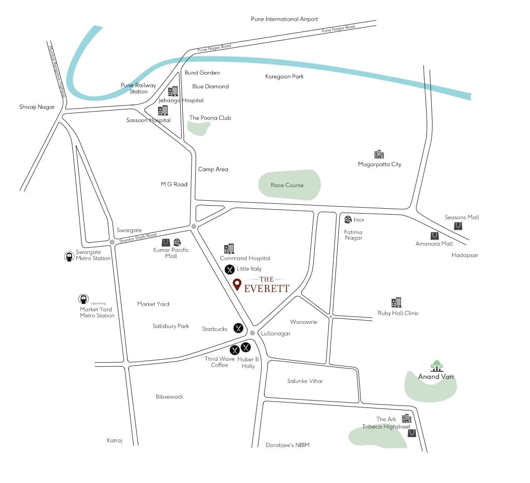 The Everett — Location map, Lullanagar, Pune
